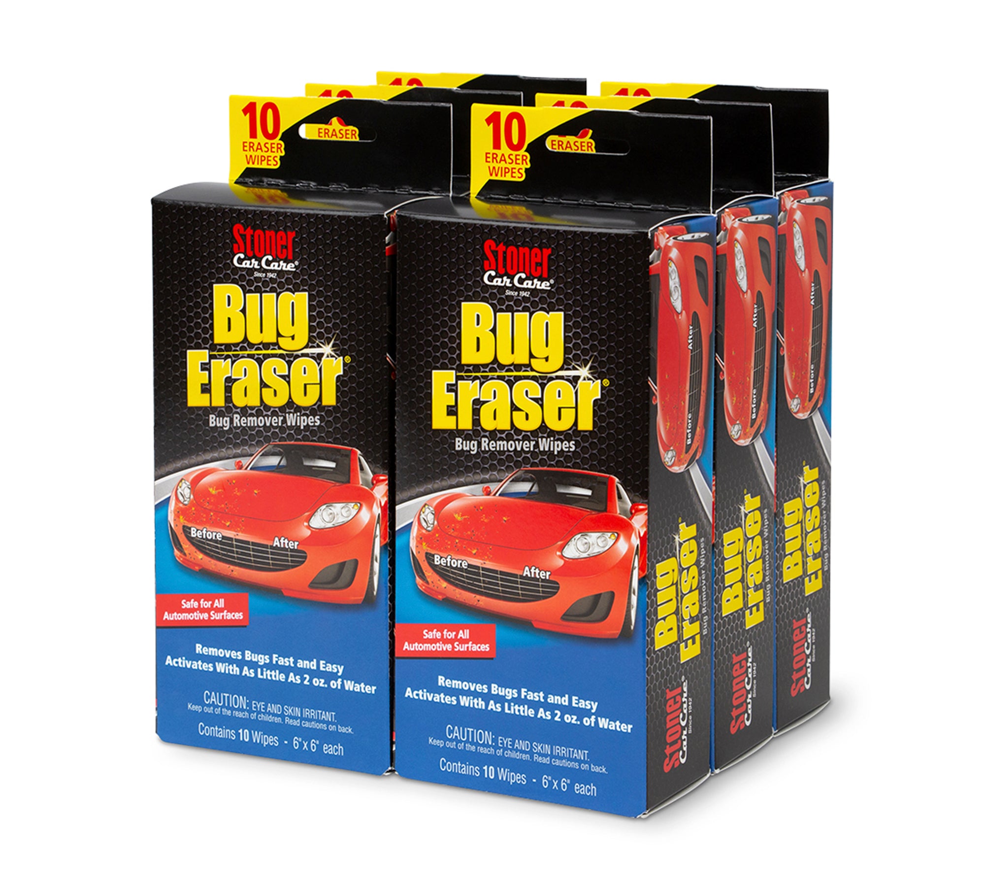 Stoner Car Care Bug Eraser Wipes, Pack of 10